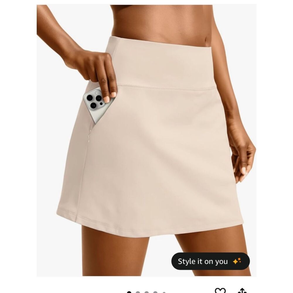 Oyamiki Golf Skirts High Waisted Skorts for Summer with 4 Pockets, Khaki, XL